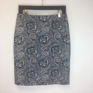 Ann Taylor Pencil Skirt Sz 4 Paisley Pattern